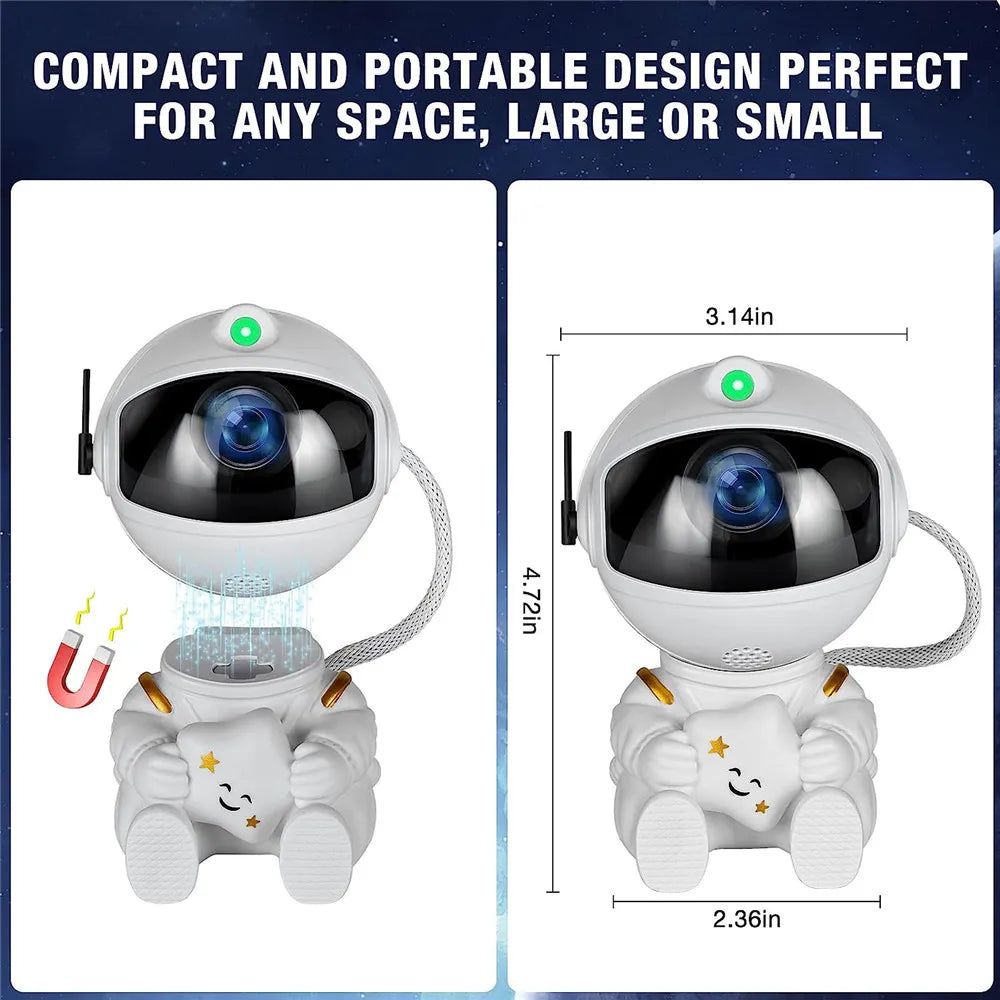 Magnetic head White astronaut wall and ceiling projector night light baby kids toy sitting down holding smiling star